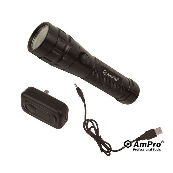AmPro Rechargeable 3-Watt Flashlight w/ 2200mAH Lithium Battery