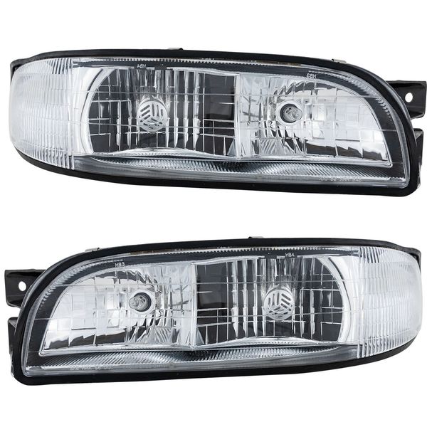 Driver and Passenger Side Headlight For Buick LeSabre 1997-1999 Halogen w/ Bulbs