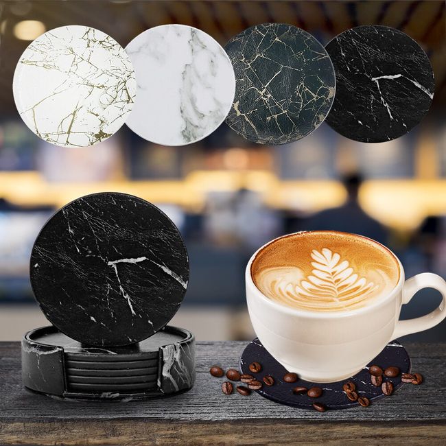 6Pcs Round Wooden Drink Tea Coaster Coffee Cup Mat Pad Placemat