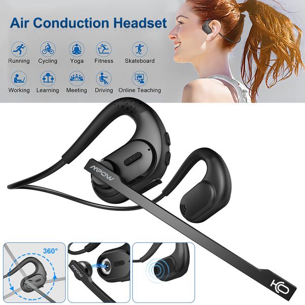 Bluetooth Headset with Removable Microphone, Noise Cancelling Open Ear Headphone