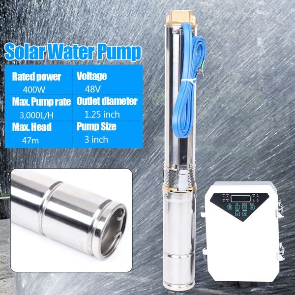 3inch DC Solar Water Pump Submersible Deep Bore Well Pump + MPPT Controller 400W