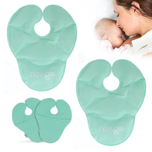 NEWGO Breastfeeding Ice Packs for Breast Pain Relief, Hot Cold Therapy Nursing Pads for Sore Nipple, Mastitis Relief, Swelling, Clogged Ducts, Engorgement