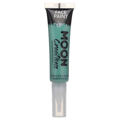 Moon Creations Face & Body Paint Tubes with Brush Applicator | Turquoise | 15ml | Ready to Use | Cruelty Free, Made in UK | Face Paint for Kids, Adults, Fancy Dress, Festivals, Halloween
