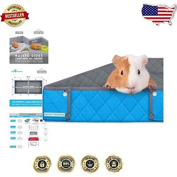 Reversible Fleece Bedding Cage Liner with Raised Sides for Small Animal Habitats