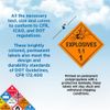 ChromaLabel 4 by 4 Permanent Durable Square D.O.T. Hazard Labels, Hazard Class 1.1 Explosives Label, 100/Roll
