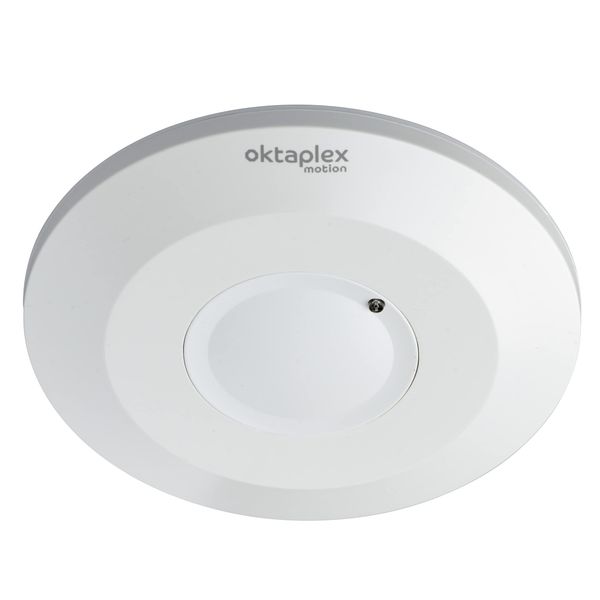 Oktaplex Ida Ceiling Motion Sensor Flat 360° High Frequency Sensor 2-16 m Range 230 V Presence Detector White with Twilight Sensor