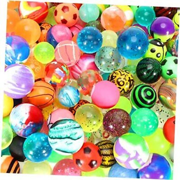 60 Pieces Colourful Bouncy Balls Bulk, Mixed Pattern 60 pcs 32mm,27mm,20mm