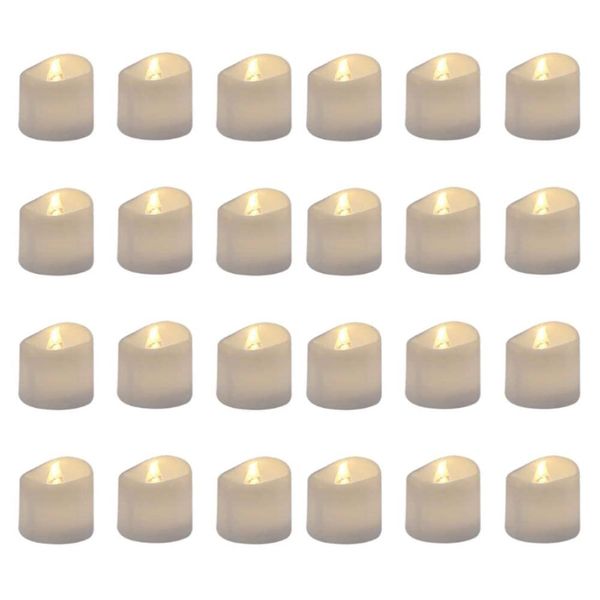 GrassVillage Pack of 24 Realistic and Bright Led Candle Lights in Wave Design, 3.5 cm x 4 cm Tall, Flameless Tea Light Candles, Electric Fake Candle in Bright Warm White