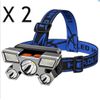 2 Pack NEW LED USB Rechargeable Headlamps w/ 4 Light Switch Modes - Headlamp