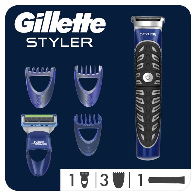 Gillette Fusion Styler Men's Waterproof Hair Trimmer 3-in-1 (Clipper, Razor and Sculpter)