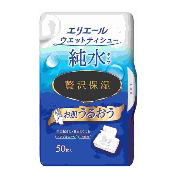 Daio Paper Elleair Wet Pure Water Type Luxury Moisturizing Box, 50 Sheets