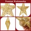 Gold Christmas Tree Topper Star,AOBETAK Glitter Xmas Trees Top Decoration,Metal Wire Stars For Topper Of Christmas Tree Home Decoration 20cm/7.8in