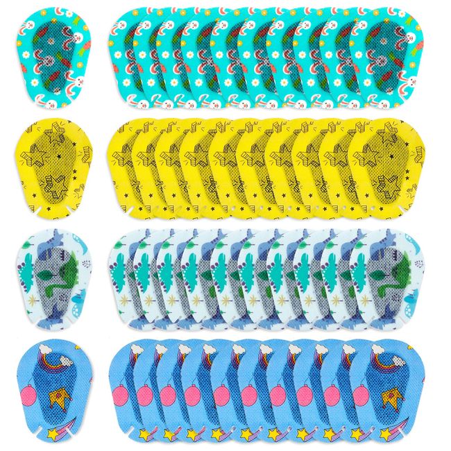 80 Stück 4 Stile Cartoon Selbstklebende Augenpads Bandagen Atmungsaktiv Lazy Kids Augenklappe Augenklappen für Kinder und Erwachsene