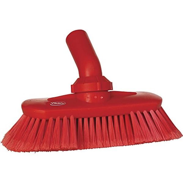 Vikan 70674 Deck Scrub, 9" Polyester Supersoft Bristle, Red