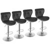 Set of 4 Black Bar Stools w/Shell Back PU Leather Back Adjustable Swivel Stools