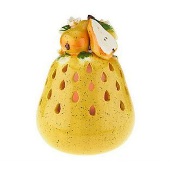 QVC Home Reflection Kitchen Decor Pear Fruit Flameless Candle Luminary w/ Timer
