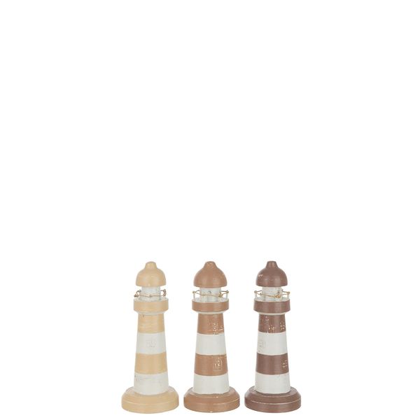 J-Line Leuchtturm ALBASIA BRAUN/WEIß MEDIUM 3 Sortiert (3er Set)