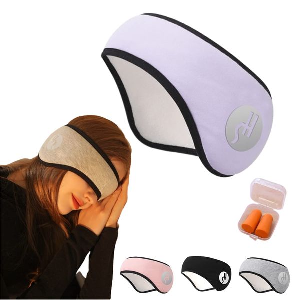 Archtypes Eye Mask, Ear Plugs with Earplugs, Integrated Type, For Sleep, Earmuffs, Sleep Sleep Sleep Set, Sound Sleep, Sleep Goods, Ear Warming Goods, Adjustable, Purple