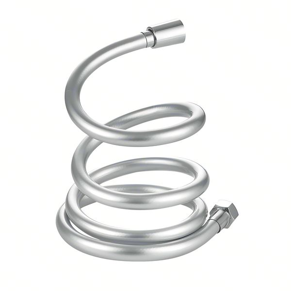 CYILIUEN Flexibler Brauseschlauch 2 m Universal PVC Shower Hose mit Knickschutz 304 Edelstahl Verbindungsstück, Silber
