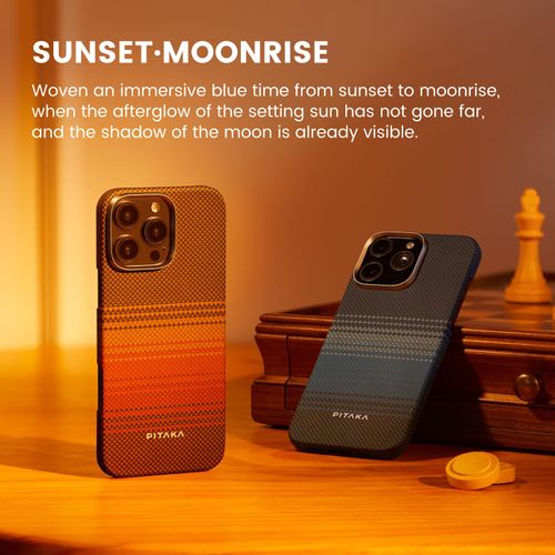 pitaka for iPhone 16 Pro Case Compatible with MagSafe, Thin & Light iPhone 16 Pro Case with a Caseless Feel, 1500D Aramid Fiber Woven [Tactile Woven - Moonrise]