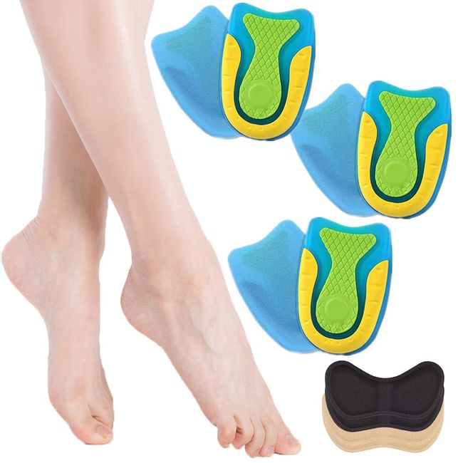 Fersen Gelkissen 6 Pcs Fersensporn Einlagen Geleinlagen für Schuhe Damen Silikon Fersenschutz Gelsohlen Plantarfasziitis Einlagen Schuheinlagen Fersensporn für die Ferse und Achillessehne