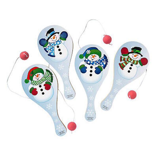 Snowman Paddle Ball Games, Toys, 12 Pieces