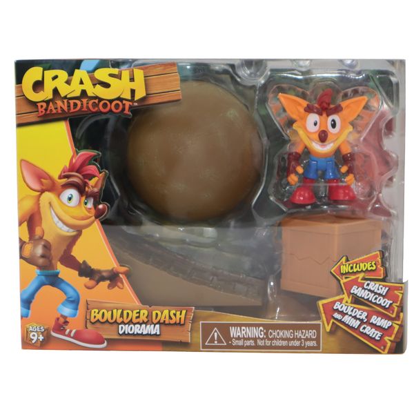 Crash Bandicoot Bandai Boulder Dash Diorama | Play Set Includes 6cm Crash Collectable Figure With Boulder Ramp And Crate Based On Video Games | Great Girls And Boys Toys