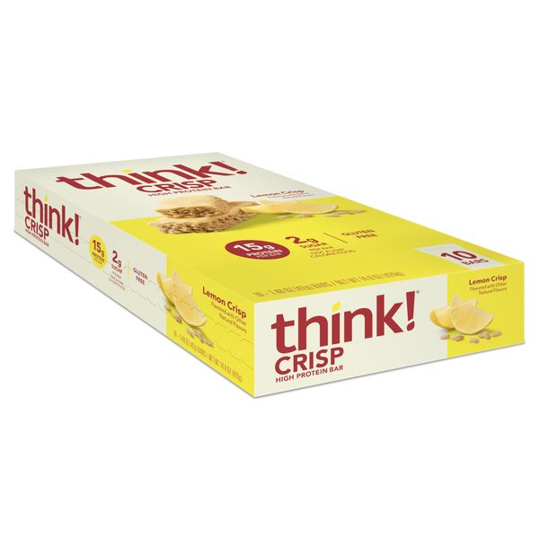 think! Protein Bars, High Protein Snacks, Gluten Free, Kosher Friendly, Lemon Crisp, 10 Count (Packaging May Vary)