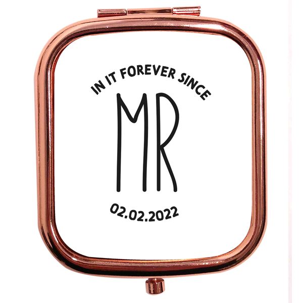 Flox Creative Rose Gold Square Compact Mirror Mr In It Forever Since Personalised Date