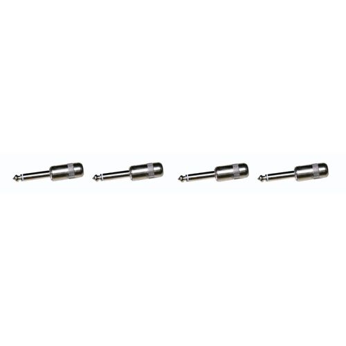 Switchcraft 4 Pack 1/4" Mono 2 Conductor Cable Mount Plug, 1" Long Nickel Metal Handle w/Solder Lugs