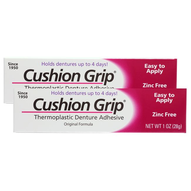 Cushion Grip Thermoplastic Denture Adhesive - 1 oz ( Pack of 2), Size: 5.24 x 1.42 x 1.14