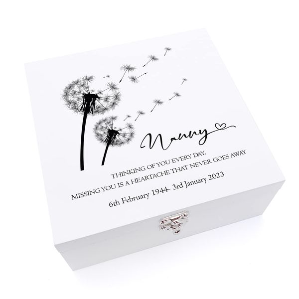 ukgiftstoreonline Nanny Remembrance Personalised Wooden Keepsake Memory Box (Medium)