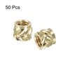 uxcell Insert Nuts with Knobs 50pcs M4 x 5mm L x 6mm OD 3D Printing Brass Nuts Female Threaded Insert Brass Heat Set Insert Embedded Nuts
