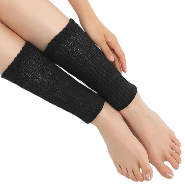 SL23-04 Silk & Cotton Leg Warmers, 9.1 inches (23 cm), One Size Fits Most, Unisex, Black, Made in Japan