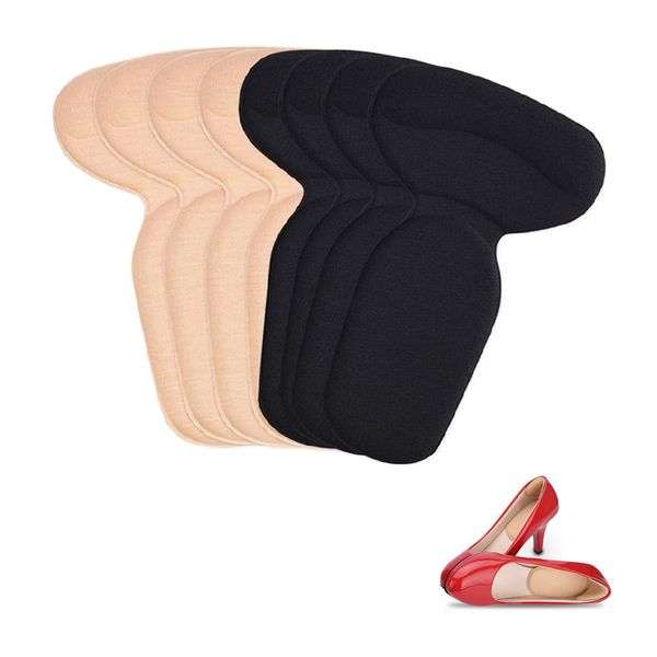 SOUMIT Schuhe Fersenschutz | 4 Paar Memory Foam Starkes Sticky Foot Pad Pflege & High Heels Fersenhalter Kissen Liner für Damen & Herren (Schwarz, Beige)