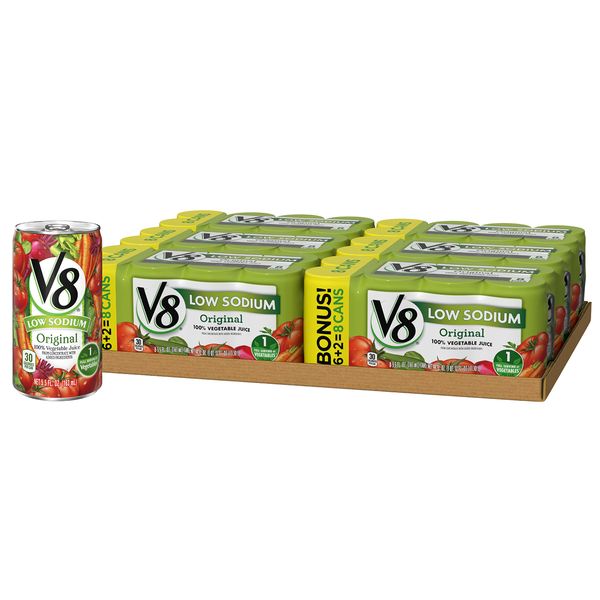 V8 Original Low Sodium 100% Vegetable Juice, 5.5 Fl Oz (48 Count)