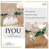 IYOU Shiny Crystal Wedding Headband Rhinestone Green Hair Band Leaf Vintage Prom Bridal Hair Accessories for Women