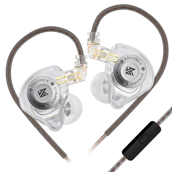 KZ EDX Pro X in Ear Headphones, HiFi IEM Earphones, Deep Bass Sound in Ear Monitor with Detachable Cable, for Audiophile Dj Singers-White Mic