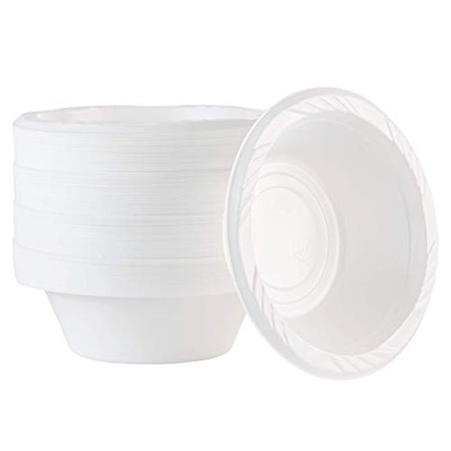 PLASTICPRO 100 Count Disposable 12 ounce White Plastic Soup Bowls