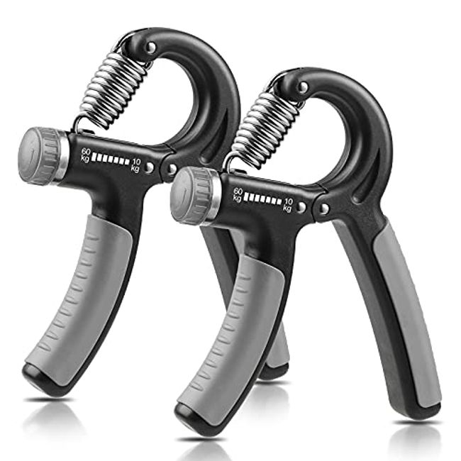 NIYIKOW 2 Pack Grip Strength Trainer, Hand Grip Strengthener, Adjustable Resistance 22-132Lbs (10-60kg), Non-Slip Gripper, Perfect for Musicians Athletes and Hand Injury Recovery - Grey