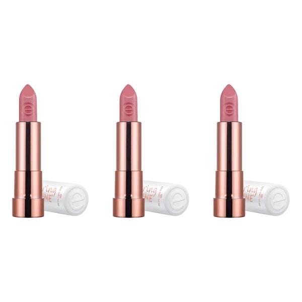 essence caring SHINE vegan collagen lipstick, Nr. 202, Nude, pflegend, glänzend, vegan, ohne Alkohol, ohne Parabene, ohne Mikroplastikpartikel, 3er Pack (3x3.5g)