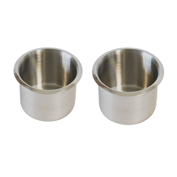 SEETOOOGAMES Drop-in Cup Holder Insert - 2 Pack Stainless Steel Poker Table Drink Holder Replacement for Casino Game Desk, Couch, Car, Boat, Sofa, Benches, Truck