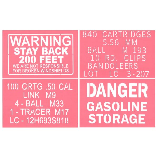 DANGER Stencil Sheet Set of 4 18x28cm