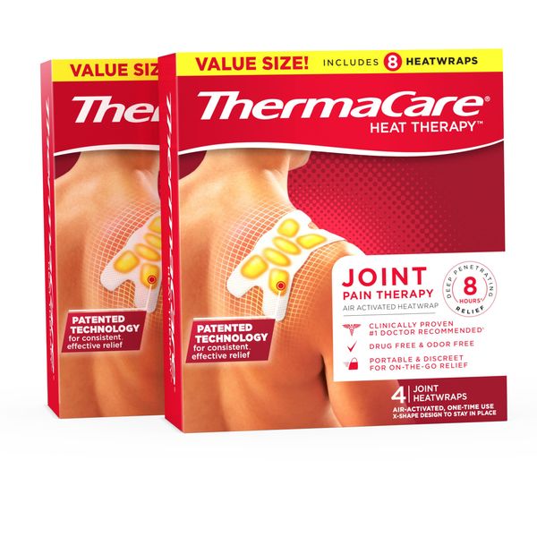 ThermaCare Portable Heating Pad, Joint Therapy Patches, Multi-Purpose Heat Wraps, 8 Count