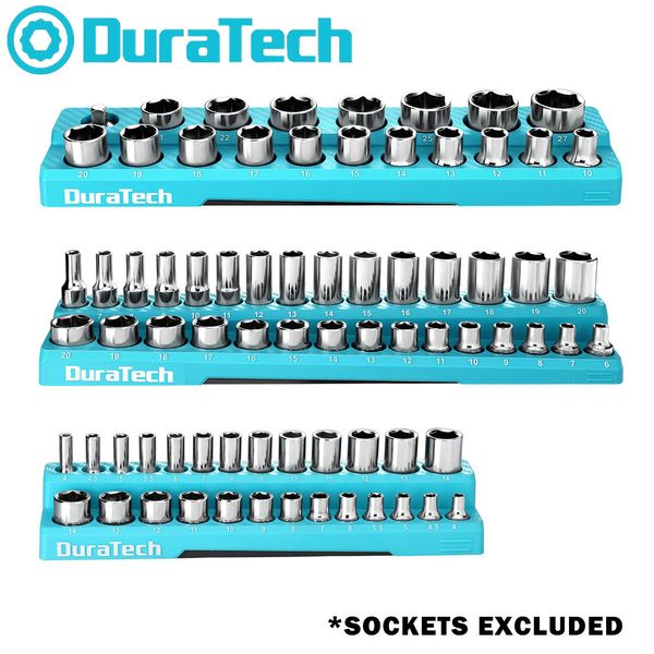 WORKPRO 3PC Magnetic Socket Organizer Set 1/4'' 3/8'' 1/2'' Socket Holder Metric