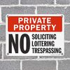 SmartSign "Private Property - No Soliciting, Loitering, Trespassing" Sign | 10" x 14" Aluminum