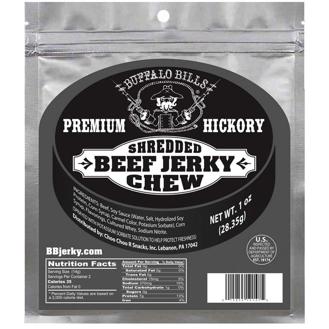 Buffalo Bills Hickory Shredded Beef Jerky Chew 1 Ounce Packs (12 count)
