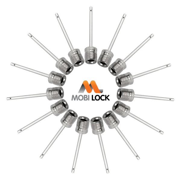 Mobi Lock Ball Pump Inflation Needle (Pack of 15) - Stainless Steel Air Pump Needles - Ideal for Blowing Up Football, Basketball, Volleyball, and All Other Sports Balls