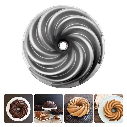 WBJKZJD Charlotte Cake Mold, 8 Inch Cake Pan Aluminium Kitchen Accessories Decoration Christmas Wedding Valentine’s 3D Charlotte Cake Pan (Swirl Shape)