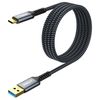 USB Type C Cable, SUNGUY 1.5M USB 3.1 Gen 2 USB-C Cable, 10Gbps, High Speed Data Transfer, QC3.0 Compatible, 3A Rapid Charging, Compatible with Android Auto, Type C Cable, Nylon Braid, Compatible with